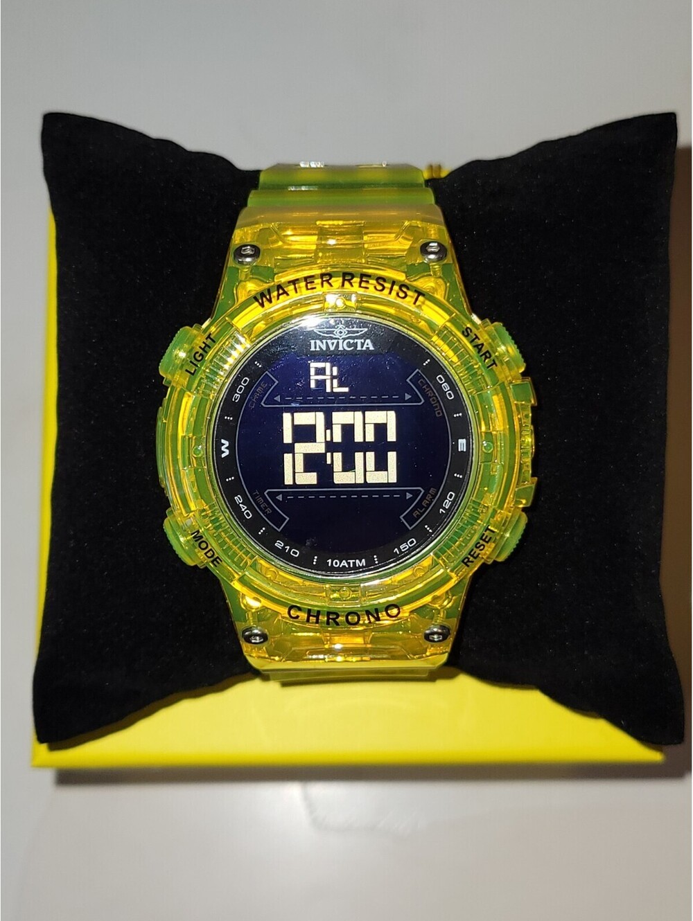 Invicta Racing Burnout Digital Men's Watch - 52mm, Transparent, Yellow (49044)
